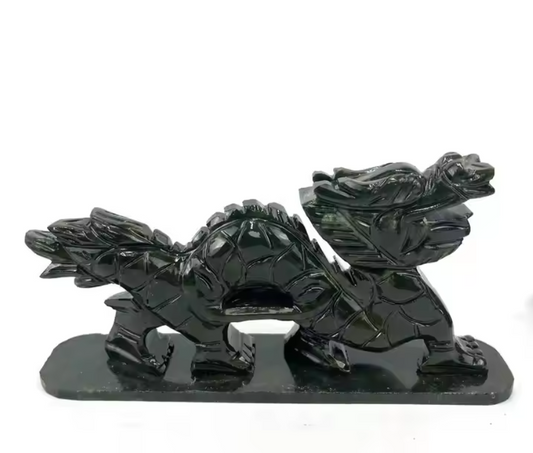 Figura Dragón Feng Shui de Jade Negro 30 cm – Símbolo de Potencia y Longevidad – Decoración Asiática