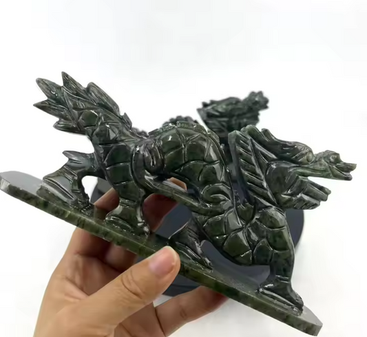 Figura Dragón Feng Shui de Jade Negro 30 cm – Símbolo de Potencia y Longevidad – Decoración Asiática